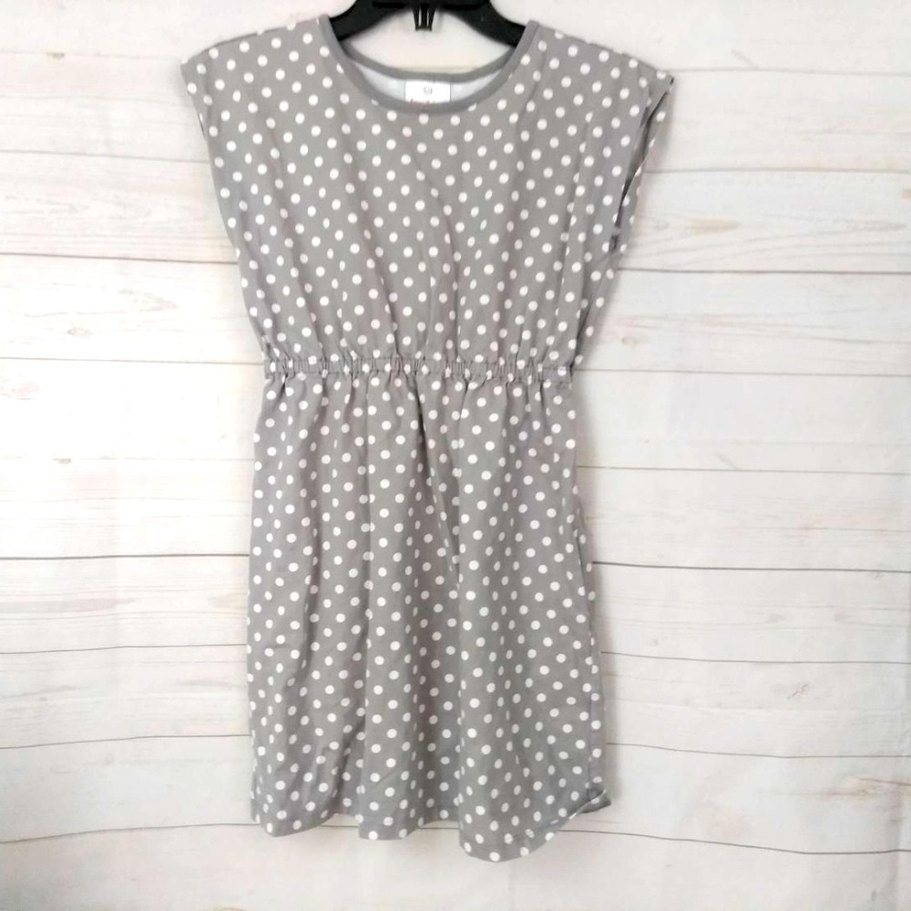 Hanna Anderson Gray Polka Dot Sleeveless Dress 150